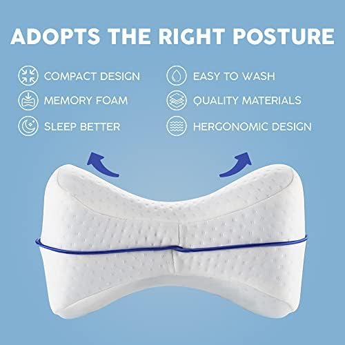 Meyson Almohada viscoelástica ideal para aliviar dolores de espalda y cervicales - Almohada de piernas para dormir de lado