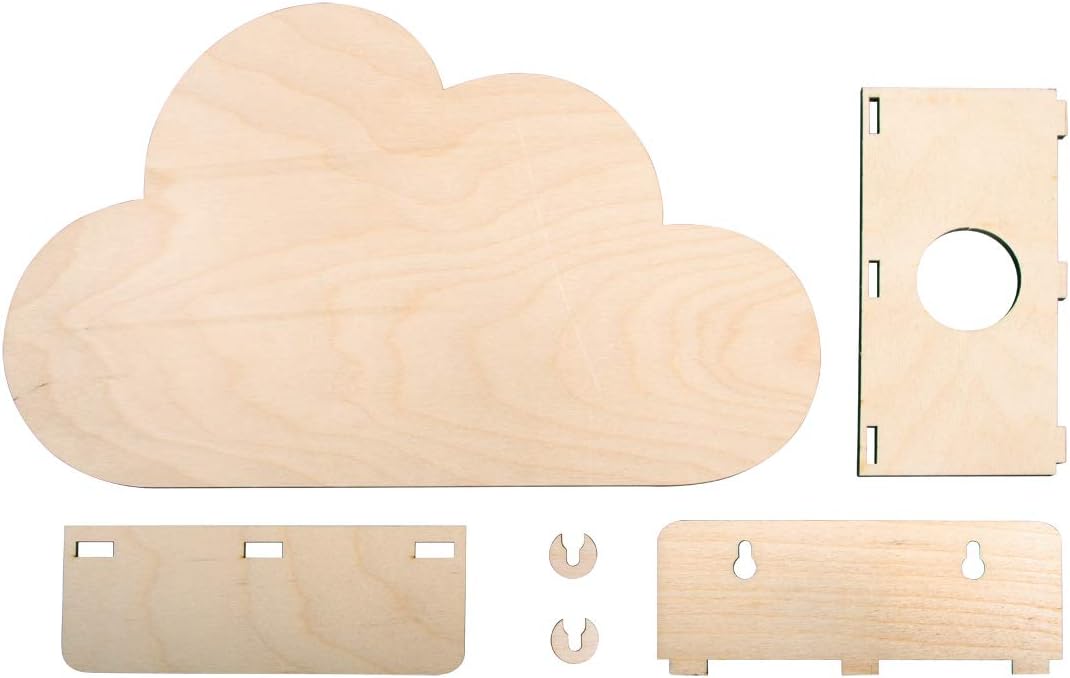 Kit lámpara de pared infantil, nube, 31x18,5x7,5 cm, madera, dormitorio infantil