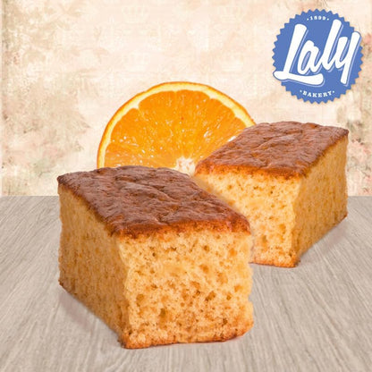 Zuckerfreier und laktosefreier Orangenkuchen. Laly Artisan-Kuchen. Karton 2 Kilo. 30 Einheiten. Laktosefreier Kuchen – ohne Zuckerzusatz