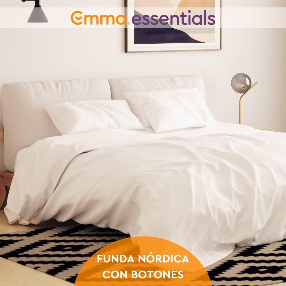 Ropa de Cama de Microfibra Essentials con 1 Funda de Edredón de 135x200 cm y 1 Funda de Almohada de 40x80 cm, 2 Piezas, Blanco.