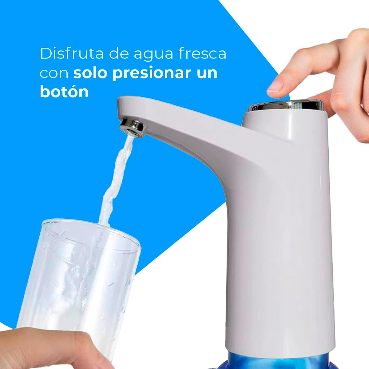 Wasserspender – LED-Anzeige, 1500 mAh USB-Akku, Silikonmaterial, kompatibel mit Karaffen und Flaschen 4,5 l, 5 l, 7,5 l, 10 l, 11,3 l, 15 l, 18,9 l, 3,8–4,8 cm Adapter (weiß)