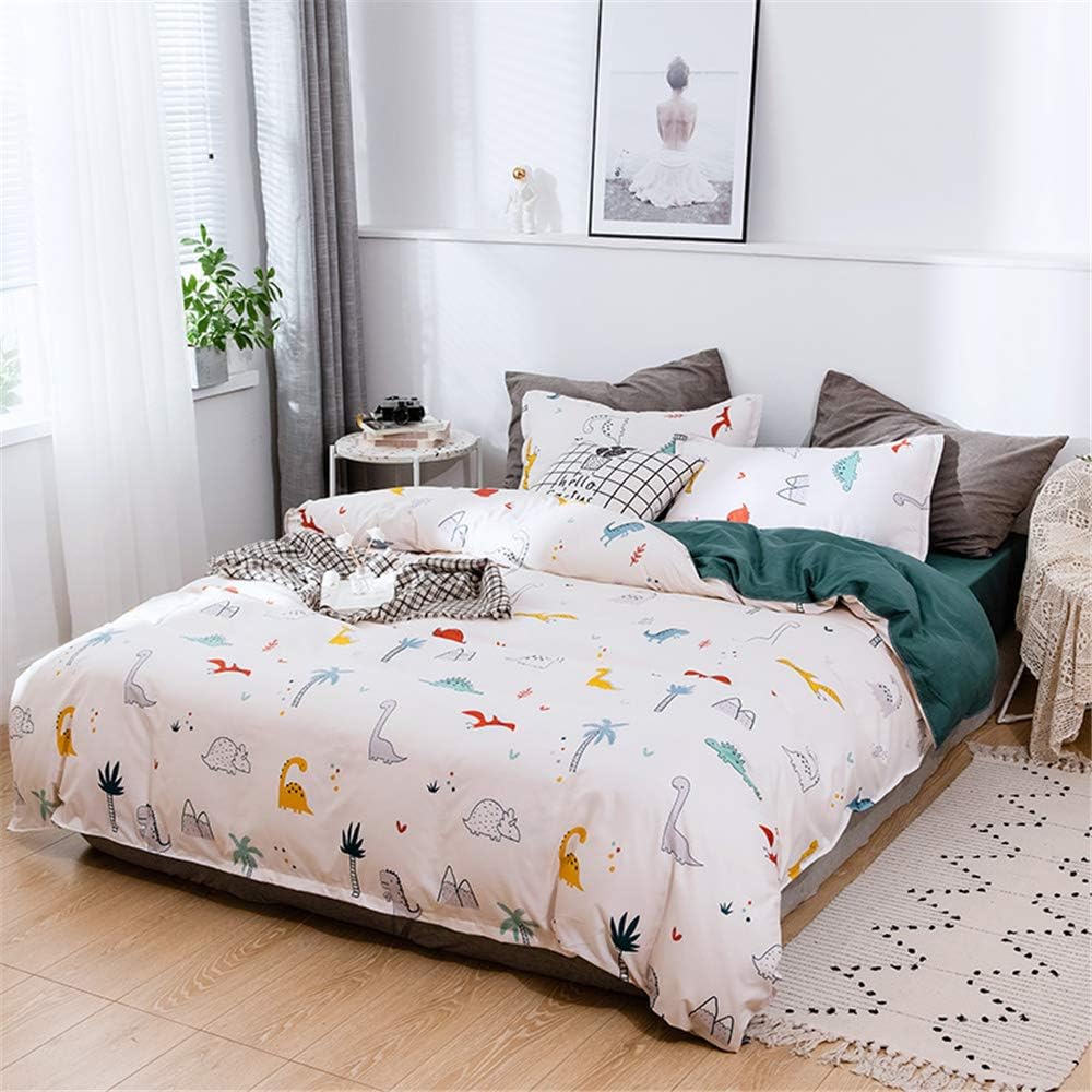 Funda Nórdica Cama 90 - Funda Edredon de Microfibra 150x200 cm 3 Piezas con 2 Fundas de Almohada 50x75cm, Estampado a Reversible de Dinosaurio con...