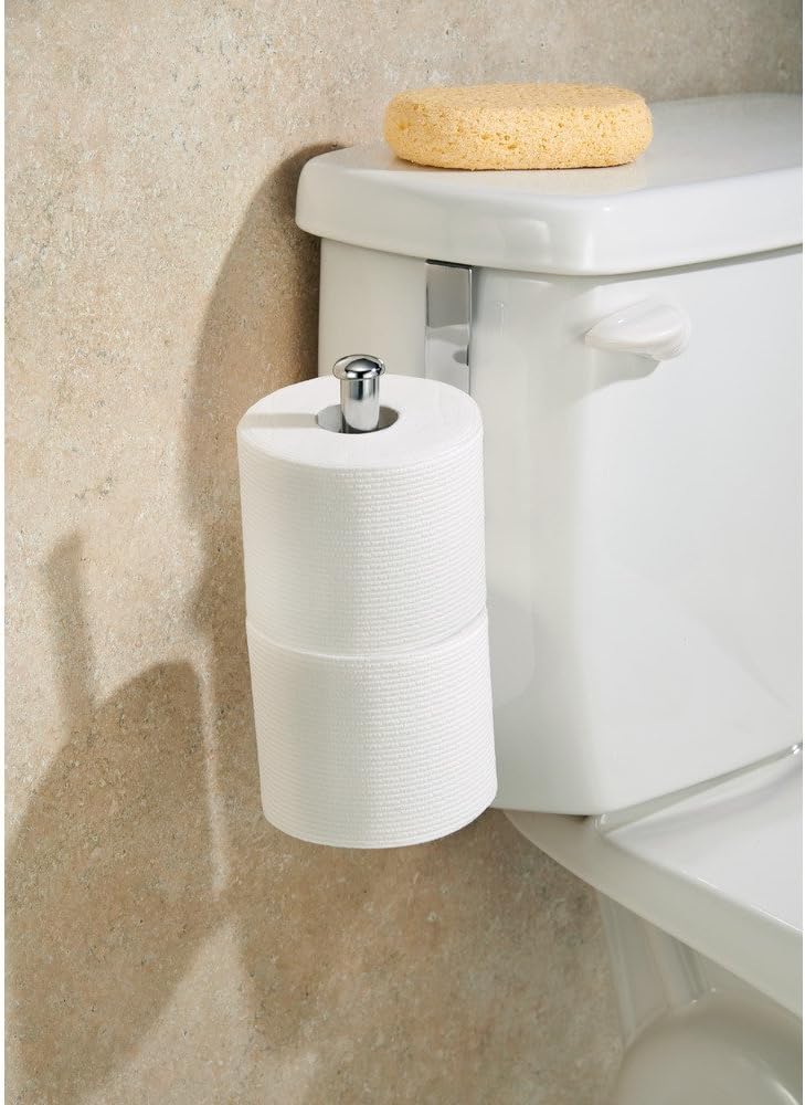 Porta Rollos de Papel higiénico para Colgar de la Cisterna, portarrollos Vertical de Acero, Colgador de baño para 2 Rollos de Papel, Plateado