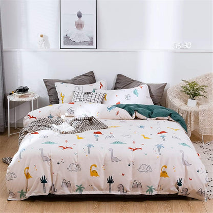 Funda Nórdica Cama 90 - Funda Edredon de Microfibra 150x200 cm 3 Piezas con 2 Fundas de Almohada 50x75cm, Estampado a Reversible de Dinosaurio con...