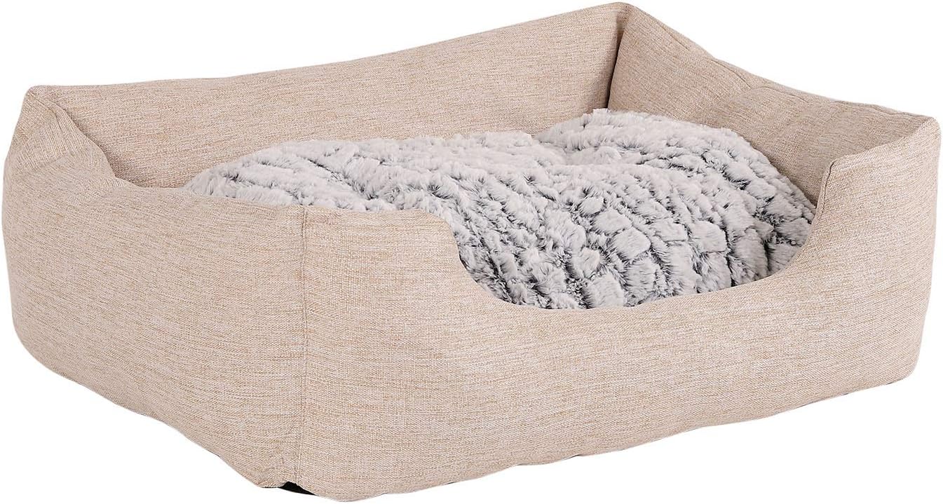 Cama para Perro cojín de Piso Reversible, (S) 60x50 cm Beige