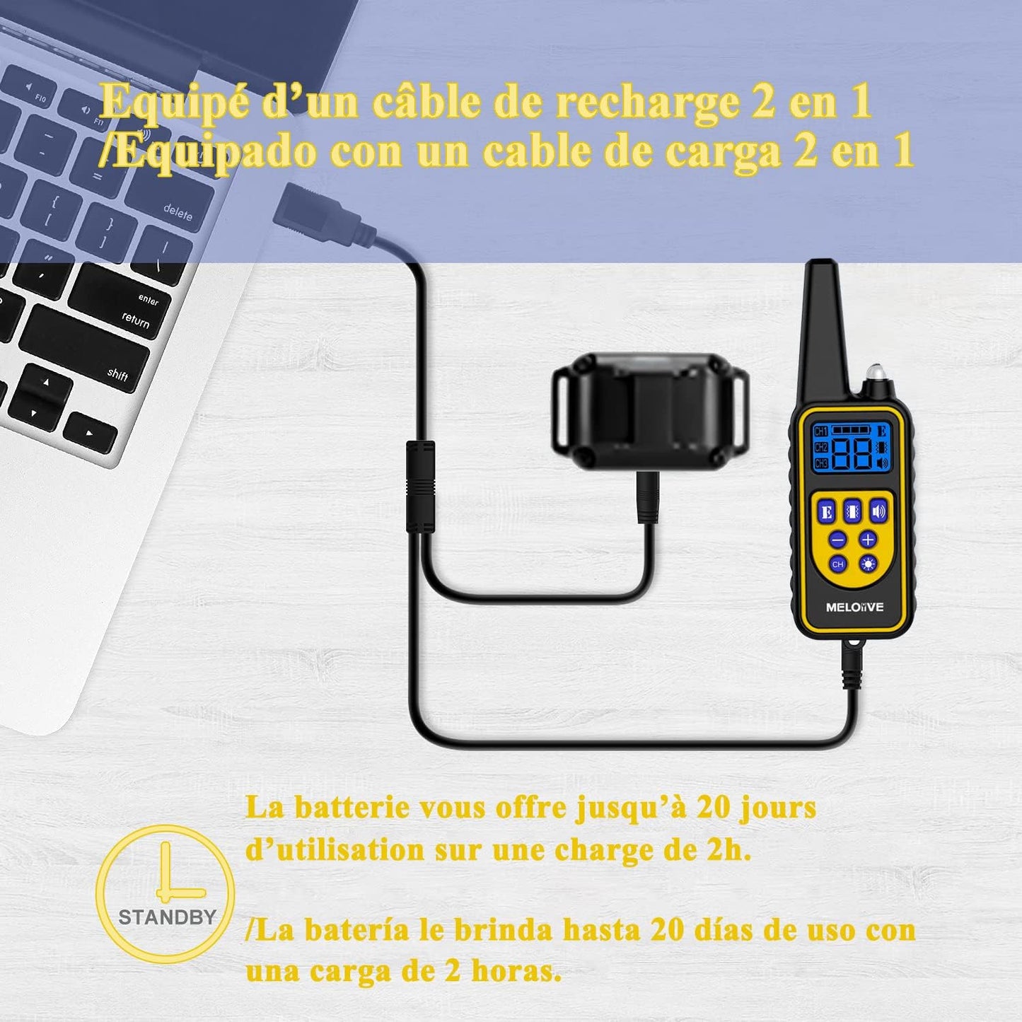 Collar de Adiestramiento para Perros, Recargable y Resistente al Agua de IP67 con un Alcance de 1000m con 99 Niveles de Modo de Vibración,...