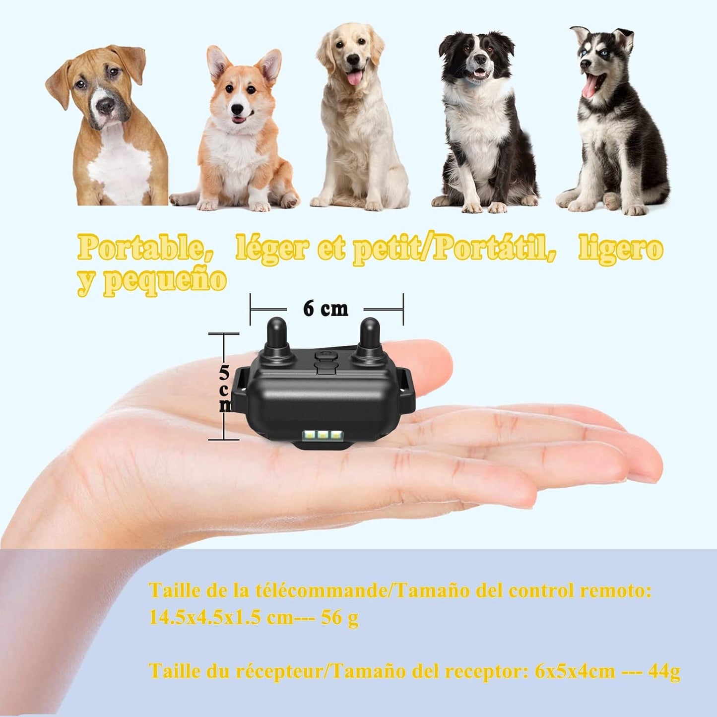 Collare da addestramento per cani, ricaricabile e impermeabile IP67 con una portata di 1000 m con 99 livelli di modalità vibrazione,...