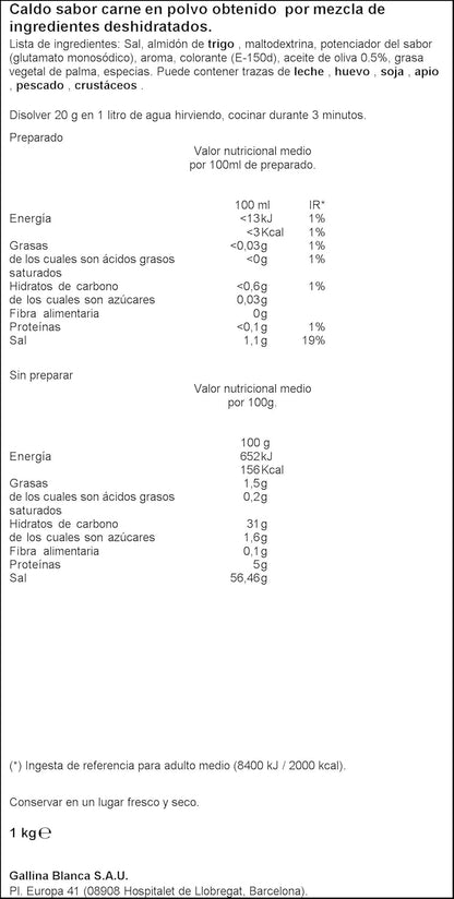 Caldo sabor carne avecrem 1kg.