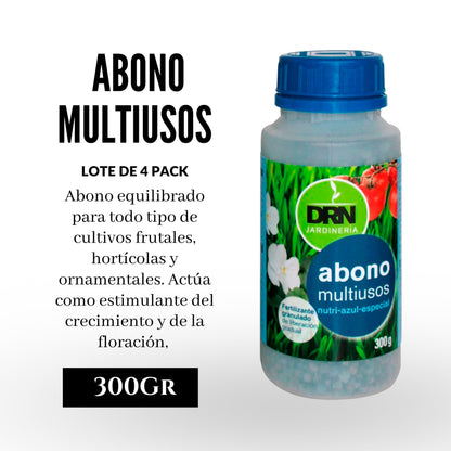 DIRNA Abono Multiusos para Todo Tipo de Cultivos 300 g x 4 Unidades.