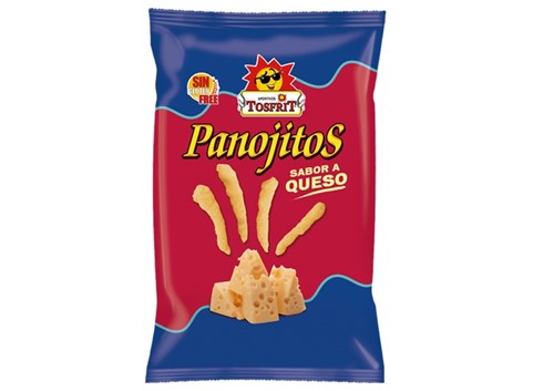 Tosfrit Aperitivos: Caja de Panojitos Palitos de Maíz Fritoscon Sabor a Queso y Sin Gluten JUVENIL PANOJITOS QUESO unidades 26/40gr.