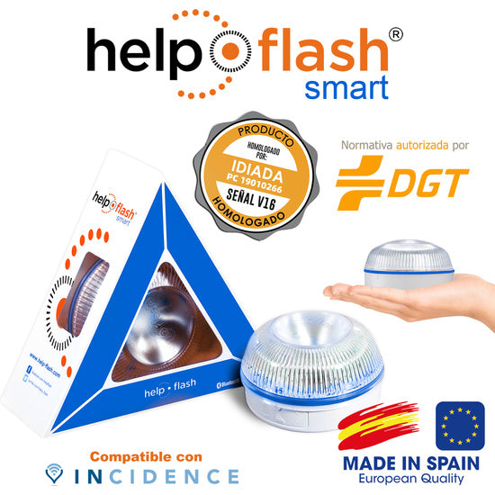 luz de emergencia autónoma, señal v16 + chaleco Help flash smart