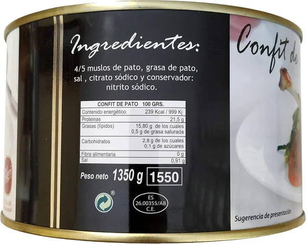 Polgri - Confit de Pato - 4/5 Muslos confitados | Lata Circular 4/5 Unidades