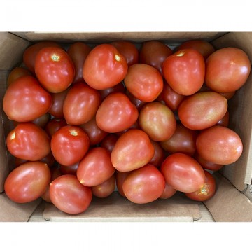 Tomate Pera caja de 10 kilos Esta variedad de tomate se caracteriza por su forma alargada y su sabor dulce e intenso